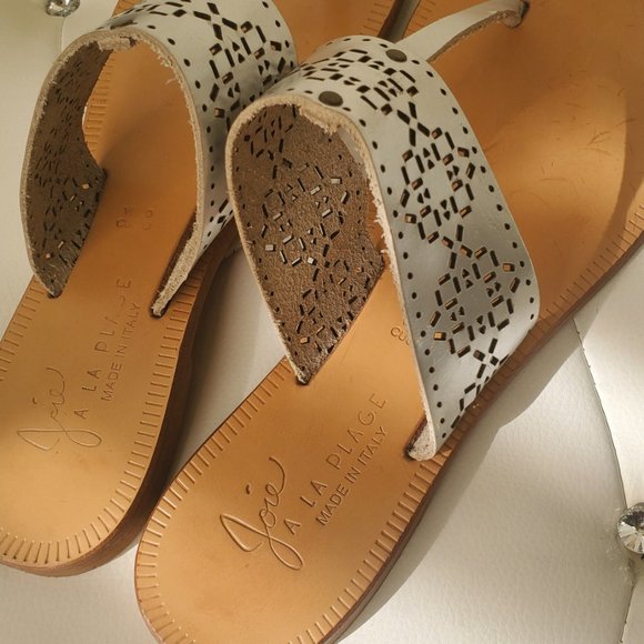 100% Leather Silver Sandals - Made in ITALY "Joie a La Plage" - Picture 6 of 8